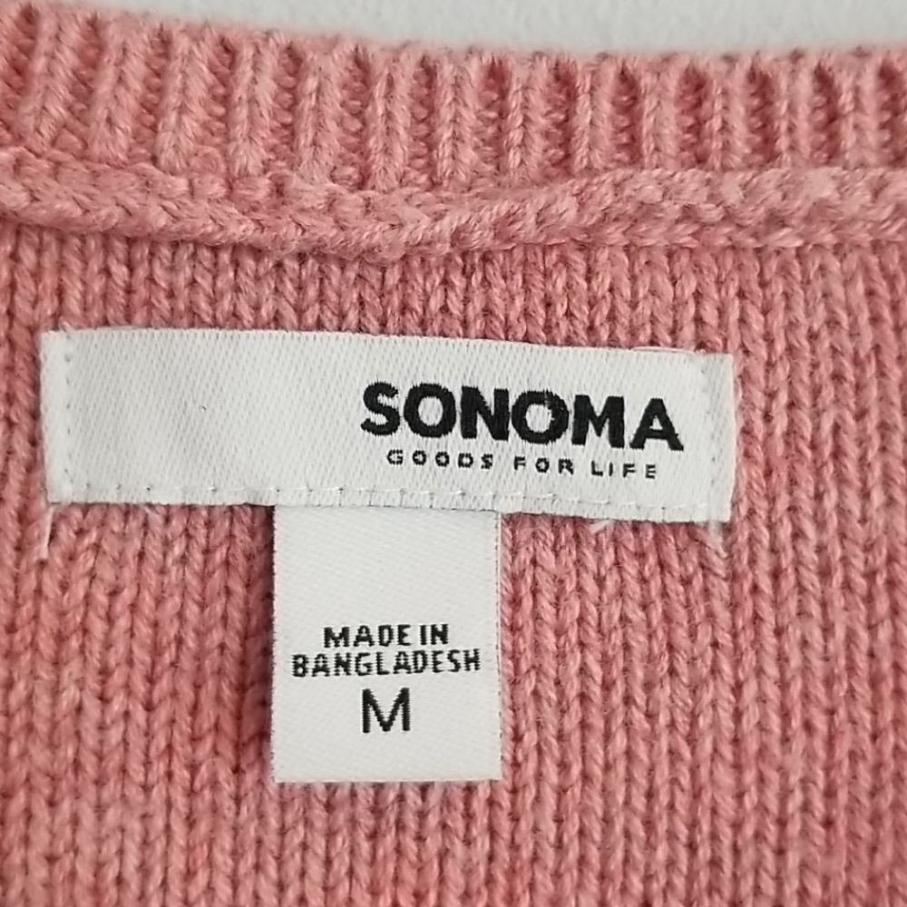 Sonoma Mauve Pink V-Neck Sweater Medium - Picture 5 of 9